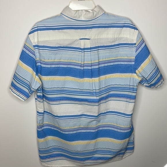 LANDS' End Pastel Striped, Casual Button Down Shirt, Size Medium - Picture 5 of 6